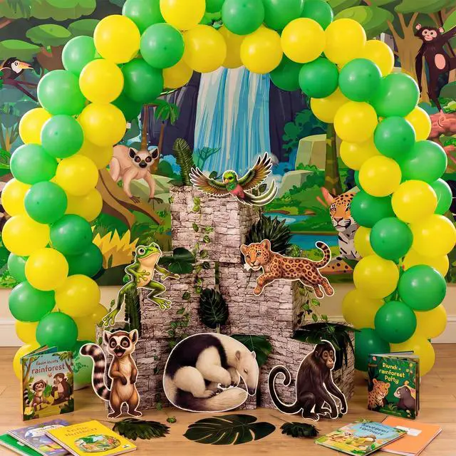 Alt view image 6 of 7 - 9 x 6 ft Rainforest Theme Backdrop Sets for Vbs Rainforest Decoration Bulk Vacation Bible School Background Extra Large Stone Pattern Paper Box for 2026 Vbs Sunday School Classroom Photo Props