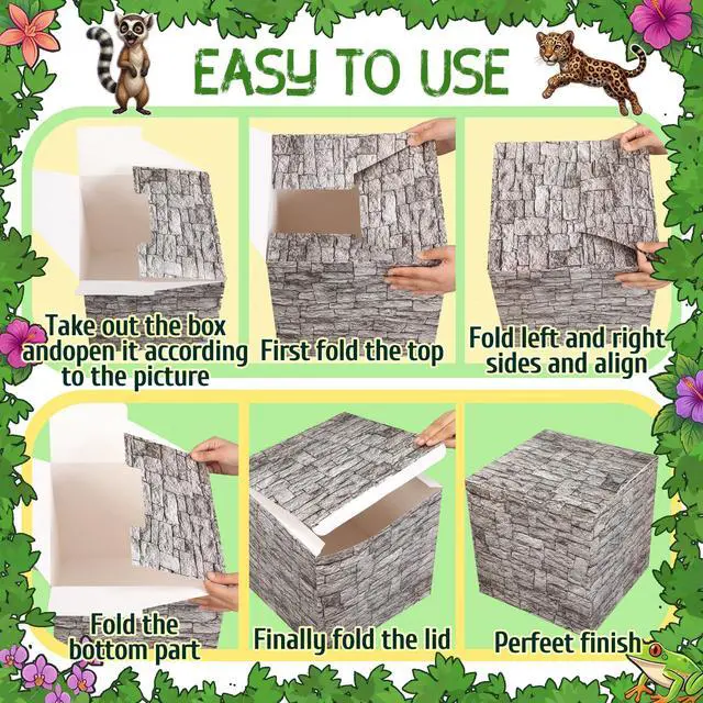 Alt view image 4 of 7 - 9 x 6 ft Rainforest Theme Backdrop Sets for Vbs Rainforest Decoration Bulk Vacation Bible School Background Extra Large Stone Pattern Paper Box for 2026 Vbs Sunday School Classroom Photo Props