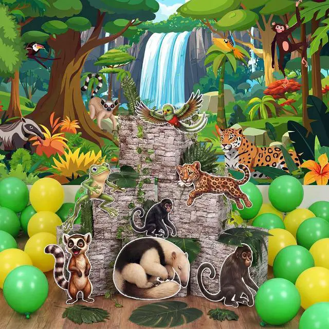Alt view image 7 of 7 - 9 x 6 ft Rainforest Theme Backdrop Sets for Vbs Rainforest Decoration Bulk Vacation Bible School Background Extra Large Stone Pattern Paper Box for 2026 Vbs Sunday School Classroom Photo Props
