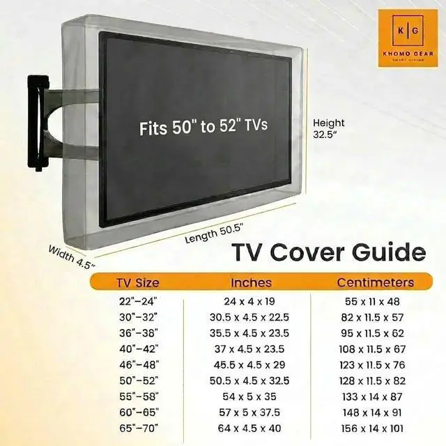 Alt view image 5 of 7 - Outdoor TV Cover - Panther Series - Universal Weatherproof Protector for 50-52 Inch TV - Fits Most Mounts & Brackets