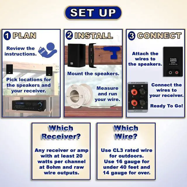 Alt view image 3 of 7 - AA351B 2 Way High Performance Indoor Outdoor 500W Speakers with Powerful Bass (1 Pair, Black)