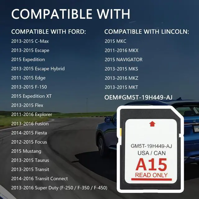 Alt view image 4 of 6 - 2025 Latest A15 Navigation SD Card OEM#GM5T-19H449-AJ,SD Card Coverage Canada USA for Car GPS Navigation System,Car Accessories Compatible with Ford 2013-2015 C-Max Lincoln 2015 MKC