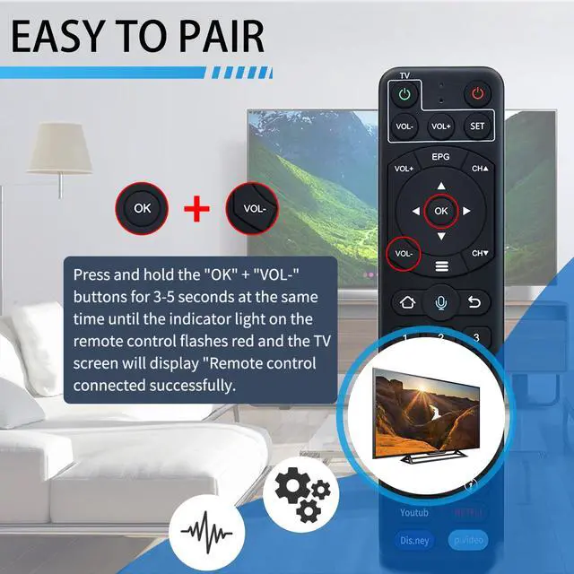 Alt view image 4 of 7 - V2 Pro Voice Remote Compatible with vSeeBox V1 / V2 / Elite/Max | Replacement for vSeeBox V2Pro Remote, Perfect for OctaStream Elite Max Latest Technology Android TV Box 2023