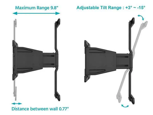 Alt view image 3 of 6 - Ultra-Slim Full-Motion Articulating TV Wall Mount Bracket - For 40" ~ 75" TVs Max Weight 66lbs VESA Up to 200x200 Concrete & Brick Compatible, Black