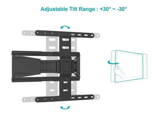 Alt view image 4 of 6 - Ultra-Slim Full-Motion Articulating TV Wall Mount Bracket - For 40" ~ 75" TVs Max Weight 66lbs VESA Up to 200x200 Concrete & Brick Compatible, Black