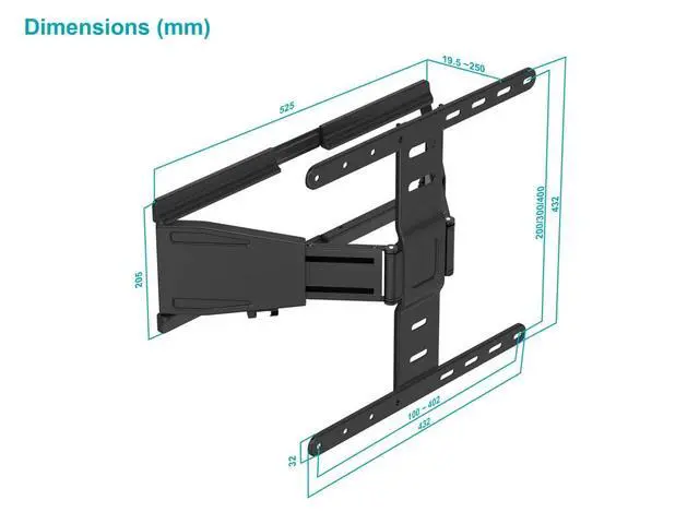 Alt view image 5 of 6 - Ultra-Slim Full-Motion Articulating TV Wall Mount Bracket - For 40" ~ 75" TVs Max Weight 66lbs VESA Up to 200x200 Concrete & Brick Compatible, Black