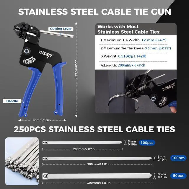 Alt view image 2 of 7 - Stainless Steel Cable Tie Gun Kit