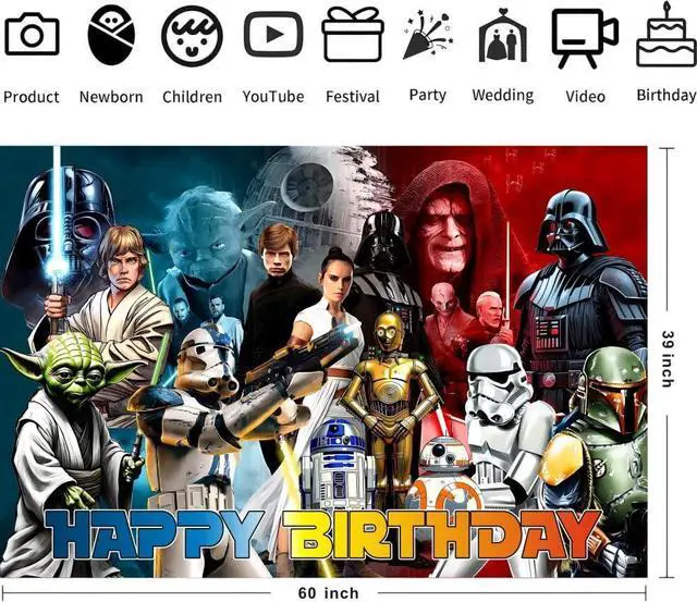 Alt view image 3 of 4 - Wall Decor Backdrop for Star of Wars Themed Birthday Decorations, Star of Wars Themed Banner for Kids Birthday Party Supplies (5x3ft)
