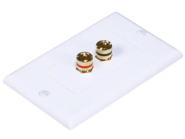 Alt view image 2 of 2 - (5 Pack) Premium 2 Connector Banana Wall Plate - Banana Plug Binding Post Wall Plate for Speakers white