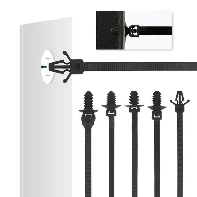 Alt view image 3 of 7 - Push Mount Cable Ties Nylon Push Mount Zip Ties, 5-Types, 100 Pcs | Self Locking Wire Harness Clips, Heavy Duty Automotive Wire Clips Snap in Cable Zip Ties Fastener Car Mount Wire Ties