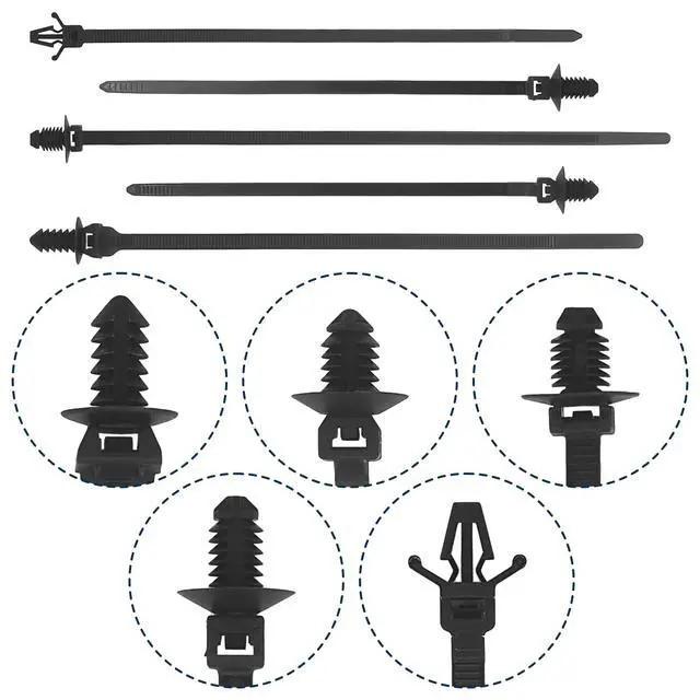 Alt view image 4 of 7 - Push Mount Cable Ties Nylon Push Mount Zip Ties, 5-Types, 100 Pcs | Self Locking Wire Harness Clips, Heavy Duty Automotive Wire Clips Snap in Cable Zip Ties Fastener Car Mount Wire Ties