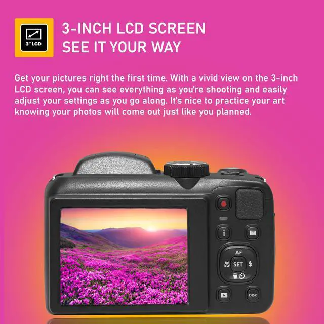 Alt view image 3 of 7 - Kodak PIXPRO AZ255 Digital Camera (Red) Bundle + 32GB Memory Card + Accessories