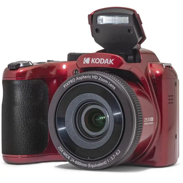 Alt view image 6 of 7 - Kodak PIXPRO AZ255 Digital Camera (Red) Bundle + 32GB Memory Card + Accessories