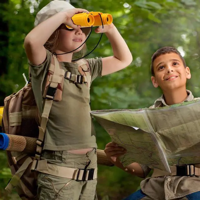 Alt view image 5 of 6 - 24 Pcs Toy Binoculars for Kids with Neck String, 3.74x2.56'' Novelty Binoculars Bulk for Age 3-12 Years Bird Watching, Camping Party Favor for Safari, Jungle, Explorer, Themed Birthday Party