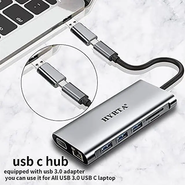 Alt view image 3 of 7 - USB C Docking Station,12 in 1 Displaylink USB 3.0 to USB-C Dock Dual Monitor with HDMI,VGA,USB A 3.0,PD3.0, Laptop Docking Station for MacBook Pro&Air/M1/M2/M3/HP and More USB Ports Laptops