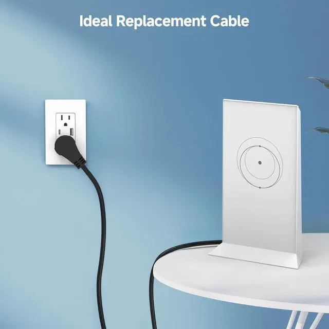 Alt view image 3 of 7 - Replacement Power Cable for Starlink WiFi Router Gen2, 6ft | Flat Plug, 360° Rotating Plug, 1.8m, for Starlink Router V2, 3 Prong Power Cord for Starlink Router V2