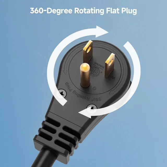Alt view image 6 of 7 - Replacement Power Cable for Starlink WiFi Router Gen2, 6ft | Flat Plug, 360° Rotating Plug, 1.8m, for Starlink Router V2, 3 Prong Power Cord for Starlink Router V2