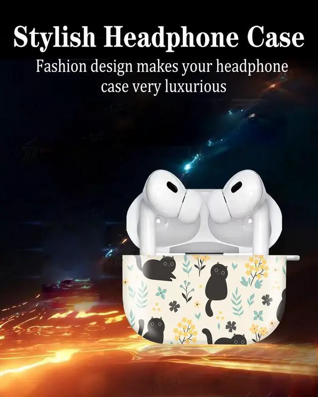 Alt view image 5 of 6 - Compatible with Airpod pro 2nd/1st Generation Case Cover with Gold Round Keychain Cute Pattern Hard & Anti Slip Cover for Men Women & Girls(Cute Cat)