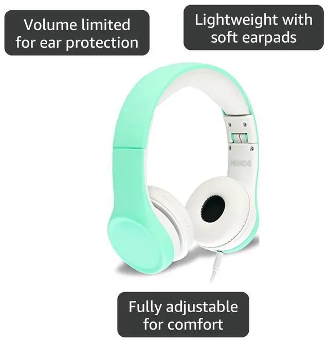 Alt view image 3 of 6 - Kids Headphones Children's Over Ear Computer Volume Limited for Kids Foldable (Mint)