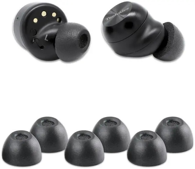 Main image of TWo-220-C Memory Foam Replacement Earbud Tips, Black, Medium | 3 Pairs, for Technics EAH-AZ100, Denon PerL Pro, Soundcore, CMF & More, Ultimate Comfort, Secure Fit, Noise Isolation