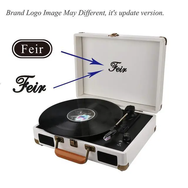 Alt view image 6 of 7 - Vinyl Record Player Bluetooth with Speakers 3 Speed Portable Turntable Suitcase Built in 2 Speakers RCA Line Out AUX Headphone Jack PC Recorder-White