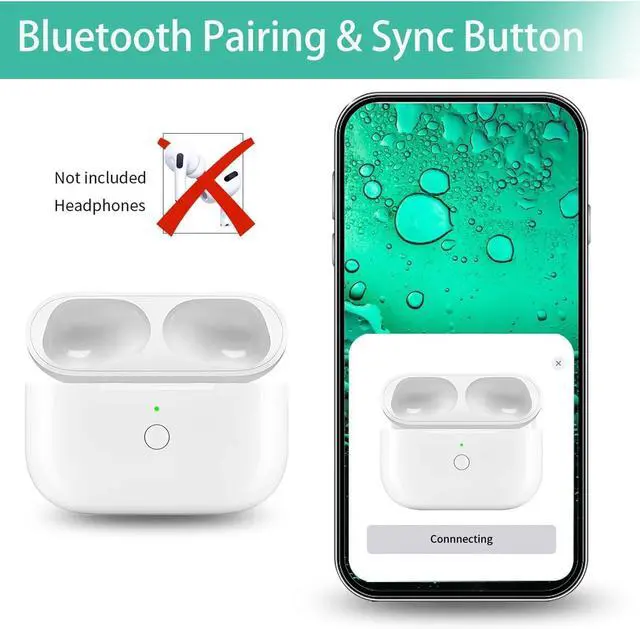 Alt view image 4 of 7 - Wireless Charging Case Replacement Compatible with AirPods Pro 1/2 Generation, AirPods Pro 1st & 2nd Charger Case with Bluetooth Pairing Sync Button - No Earbudswith Lightning Port