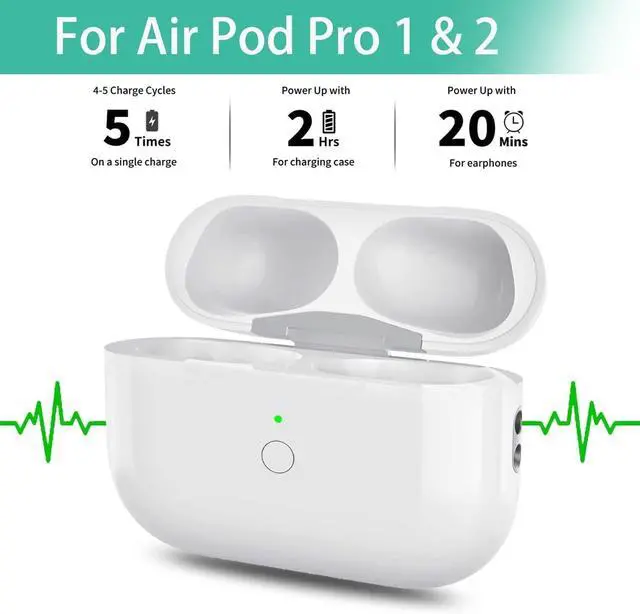 Alt view image 5 of 7 - Wireless Charging Case Replacement Compatible with AirPods Pro 1/2 Generation, AirPods Pro 1st & 2nd Charger Case with Bluetooth Pairing Sync Button - No Earbudswith Lightning Port