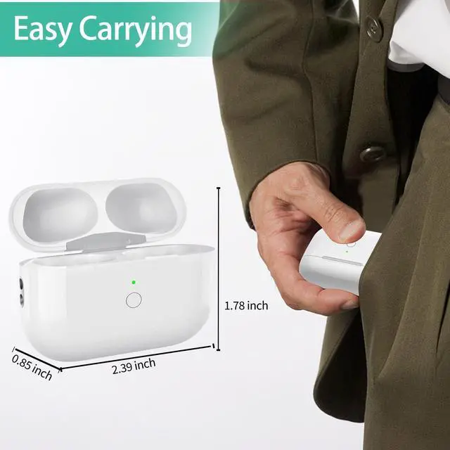 Alt view image 7 of 7 - Wireless Charging Case Replacement Compatible with AirPods Pro 1/2 Generation, AirPods Pro 1st & 2nd Charger Case with Bluetooth Pairing Sync Button - No Earbudswith Lightning Port