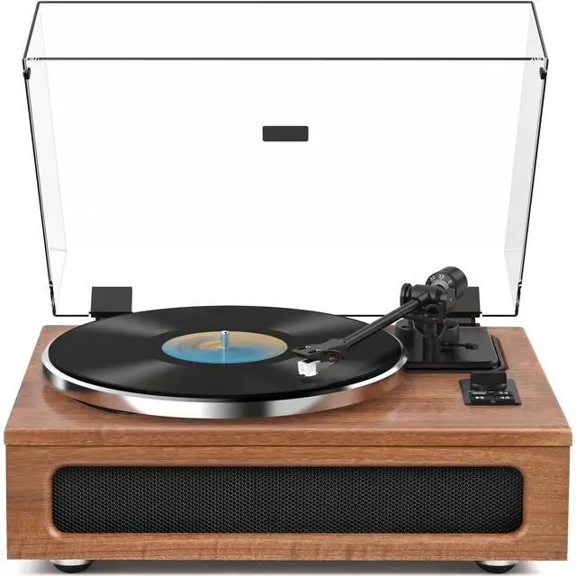 Main image of All-in-One Vintage Record Player High Fidelity Belt Drive Turntable for Vinyl Records Built-in 2 Tweeter and 2 Bass Stereo Speakers, Vinyl Player with MM Cartridge, Bluetooth, Aux-in, RCA, Auto Stop