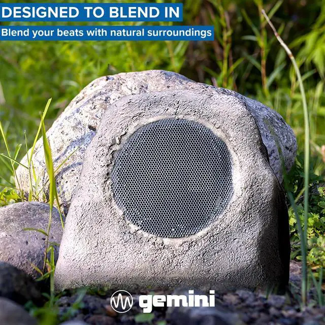 Alt view image 3 of 7 - Solar Rock Speakers, Pair, Weather-Resistant (GHRK-500LTMS-PR) | Solar outdoor rock speakers, pair - weatherproof - Bluetooth, multi-link - natural rock look