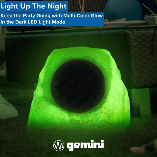 Alt view image 4 of 7 - Solar Rock Speakers, Pair, Weather-Resistant (GHRK-500LTMS-PR) | Solar outdoor rock speakers, pair - weatherproof - Bluetooth, multi-link - natural rock look