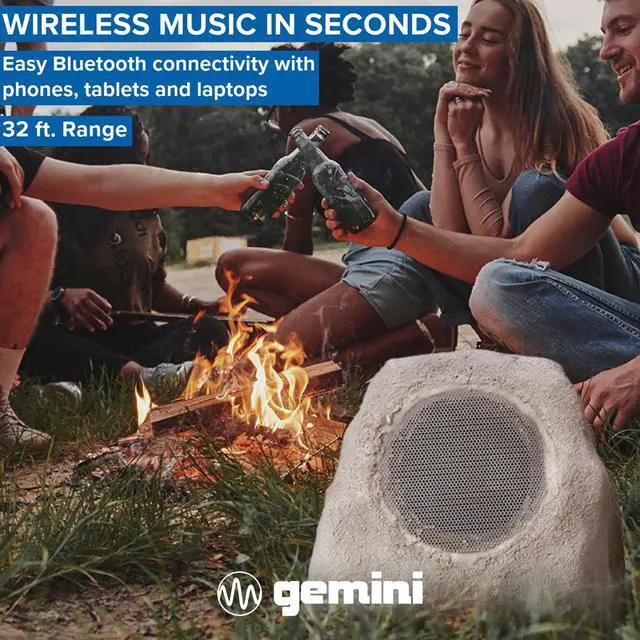 Alt view image 5 of 7 - Solar Rock Speakers, Pair, Weather-Resistant (GHRK-500LTMS-PR) | Solar outdoor rock speakers, pair - weatherproof - Bluetooth, multi-link - natural rock look