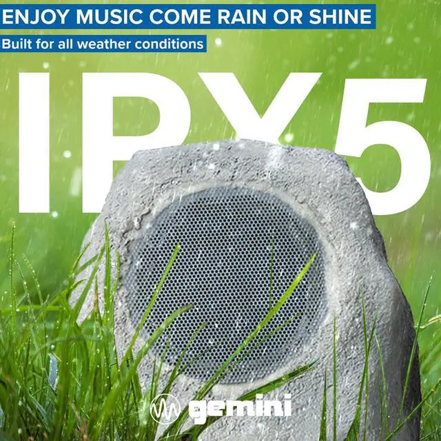 Alt view image 6 of 7 - Solar Rock Speakers, Pair, Weather-Resistant (GHRK-500LTMS-PR) | Solar outdoor rock speakers, pair - weatherproof - Bluetooth, multi-link - natural rock look