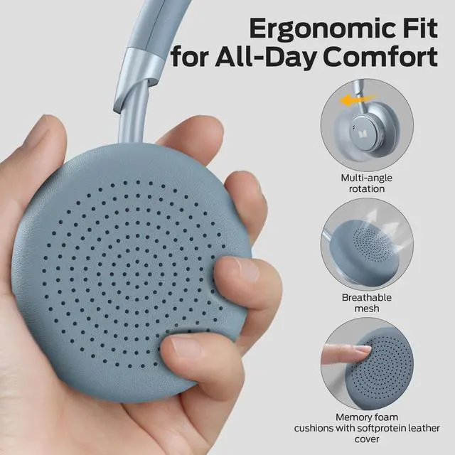 Alt view image 5 of 7 - N-Tune mini 02 Noise Cancelling Headphone, Over Ear Headphones Wireless Foldable Design, 50H Playtime Wireless Headphones, Bluetooth 6.0, Adjustable Lightweight and Comfortable for Travel