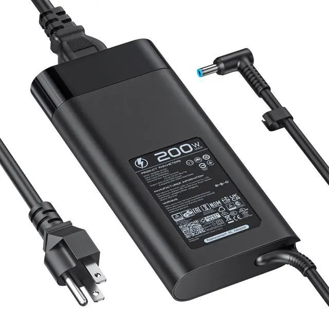 Main image of 200W Laptop Charger HP Victus Charger, 4.5*3.0mm Blue AC Power Adapter for HP Victus Gaming 15, 16 Omen Gaming 15, 17 Pavilion 15, 17 TPN-DA10 L00818-850,10FT,With U Power Cable
