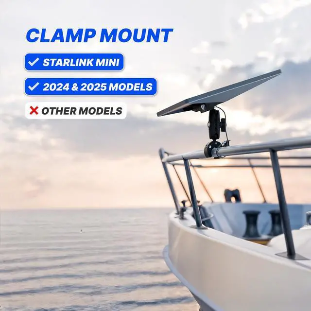 Alt view image 2 of 7 - Clamp Mount for Starlink Mini - Double Lock - Anti-Theft | Rust-free, adjustable clamp secures your Starlink Mini to RVs, boats, campers, balconies or roof racks with confidence