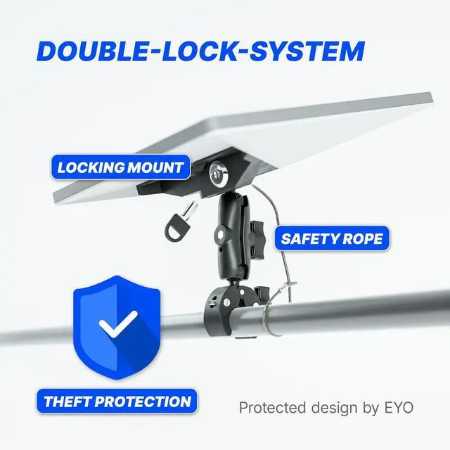 Alt view image 3 of 7 - Clamp Mount for Starlink Mini - Double Lock - Anti-Theft | Rust-free, adjustable clamp secures your Starlink Mini to RVs, boats, campers, balconies or roof racks with confidence