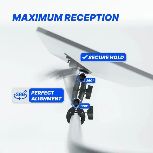 Alt view image 6 of 7 - Clamp Mount for Starlink Mini - Double Lock - Anti-Theft | Rust-free, adjustable clamp secures your Starlink Mini to RVs, boats, campers, balconies or roof racks with confidence
