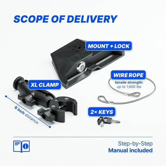 Alt view image 4 of 7 - Clamp Mount for Starlink Mini - Double Lock - Anti-Theft | Rust-free, adjustable clamp secures your Starlink Mini to RVs, boats, campers, balconies or roof racks with confidence