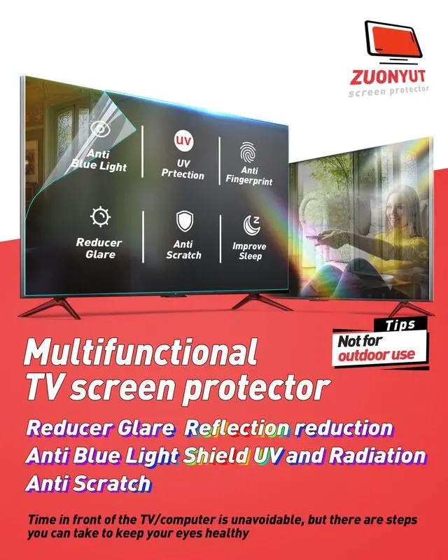 Alt view image 2 of 6 - 60 Inch TV Anti Glare Film, Anti Blue Light Filter, Matte Surface Anti Scratch Screen Protector for LCD TV, Reduces Reflection and Glare, 1 Count