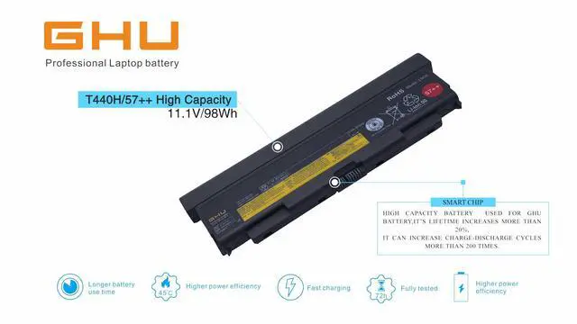 Alt view image 7 of 7 - 57++ 9-Cell Battery 98Wh Replacement for Lenovo ThinkPad T440p T540p W540 W541 T450p L440 L540, Compatible with 0C52864 45N1152