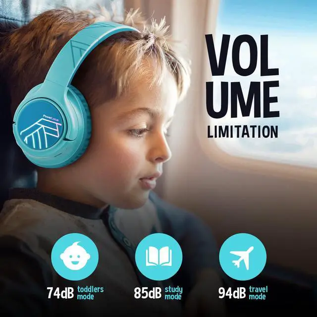Alt view image 4 of 7 - Kids Wireless Headphones, Bluetooth Kids Headphones LED Lights Over Ear with 74/85/94dB Volume Limited, 45H Playtime,Built-in Mic, Two Device Share Mode, HD Stereo for Travel/PC/Tablet