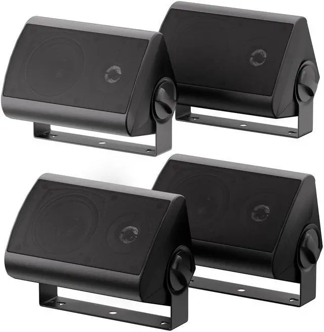 Main image of Passive Outdoor Speakers Wired Waterproof, 4 Inches 2-Way 400W Wall Mounted Speakers with Dome Tweeter, All-Weather Durability, for Patio Porch Backyard (2Pairs, Black)