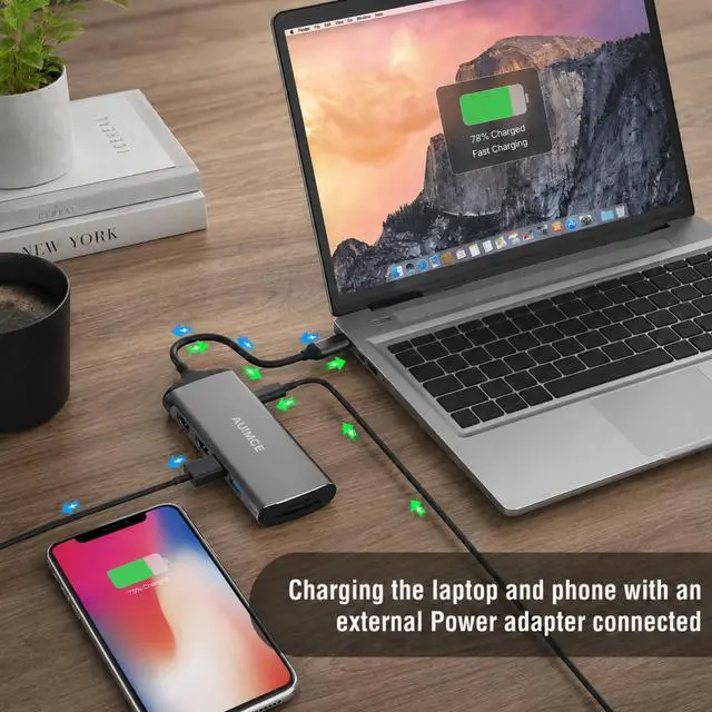 Alt view image 7 of 7 - USB-C Docking Station Dual Monitor 2 HDMI 4K@60Hz, 7 in 1 USB C Hub Multiport Hdmi Splitter Adapter, 100W PD Port, 2X USB 3.0, SD/TF Card Reader, Portable Aluminum Dock for Windows Laptops