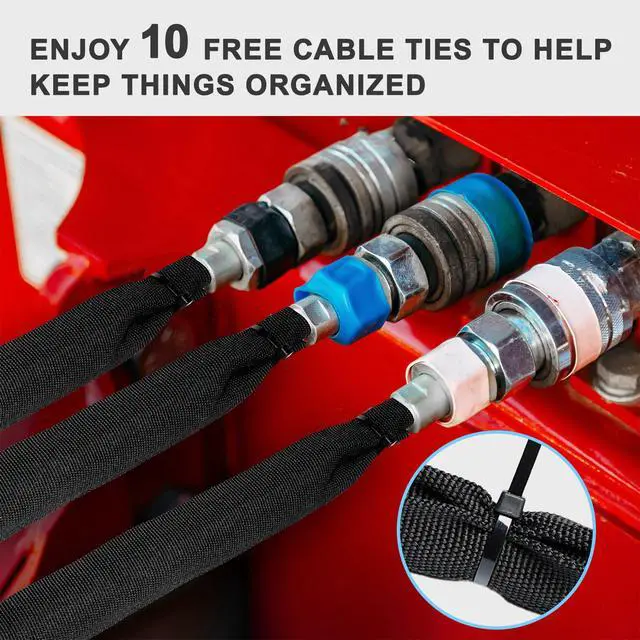 Alt view image 2 of 7 - Nylon Hydraulic Hose Protector Sleeve Cord Tig,Cable Sleeve Protective Chain Cover Hose Sheathing Hydraulic Wrap Cutting Wire Sheath Management Wrap for Cord Welding Torch Black26.5ft-1.57 inch Id