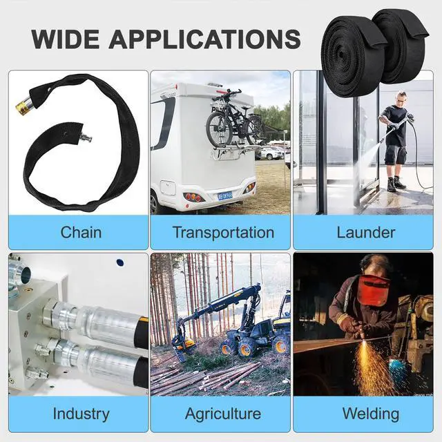 Alt view image 7 of 7 - Nylon Hydraulic Hose Protector Sleeve Cord Tig,Cable Sleeve Protective Chain Cover Hose Sheathing Hydraulic Wrap Cutting Wire Sheath Management Wrap for Cord Welding Torch Black26.5ft-1.57 inch Id