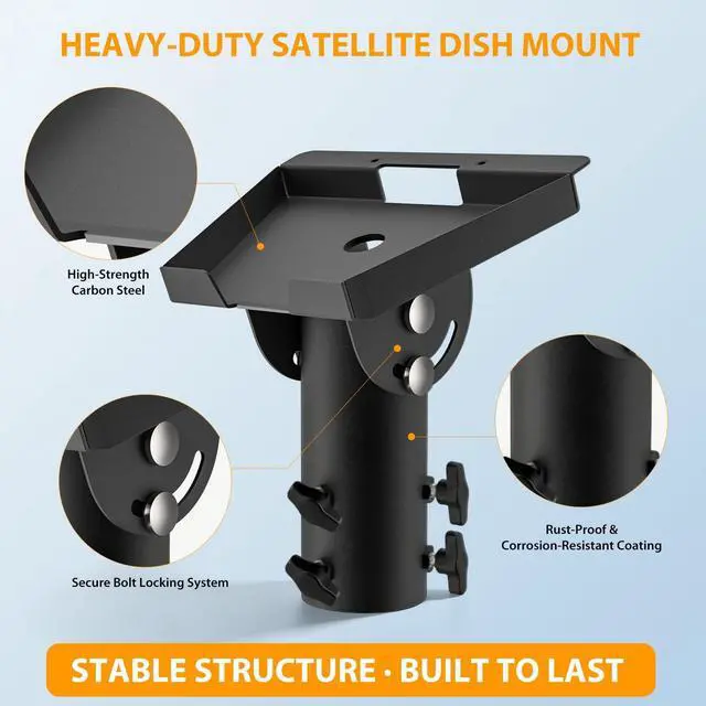 Alt view image 3 of 6 - Starlink Gen 4 Pipe Adapter, Starlink Gen 4 Mount, Starlink Pole Mount, Starlink Mounting Kit for Starlink Standard 4/4X/V3,fits masts from 1-2 in (Black)