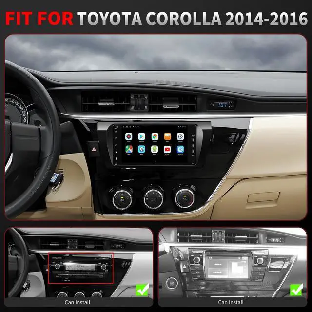 Alt view image 3 of 7 - 4G Network Radio for Toyota Corolla Upgrade 2014 2015 2016,Stereo Replacement,QLED Touch Screen,8core CPU,Carplay and Android Auto