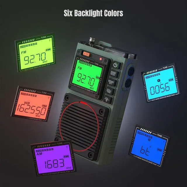 Alt view image 6 of 6 - RF75A App Control Shortwave Weather Radio, Army Green | AM/FM/VHF/SW/WB bands, rechargeable pocket size, includes 9.85 ft wire antenna