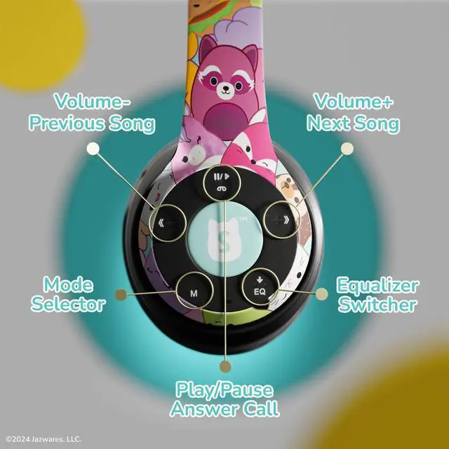 Alt view image 5 of 7 - Squishmallows Bluetooth Over-Ear Headphones- Wireless Foldable Headset Squishmallows Gifts for Girls, Boys, Women, Men and All Squish Squad Fans